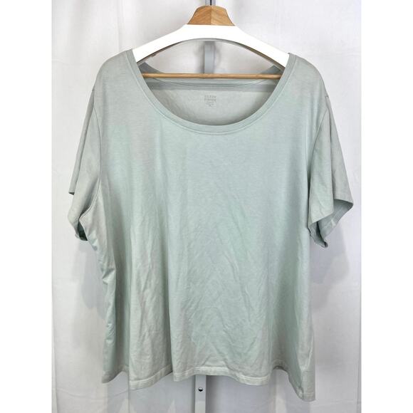 EILEEN FISHER Scoop Neck Short Sleeve T Shirt Organic Cotton Jersey Blue 3X Plus - Picture 1 of 9